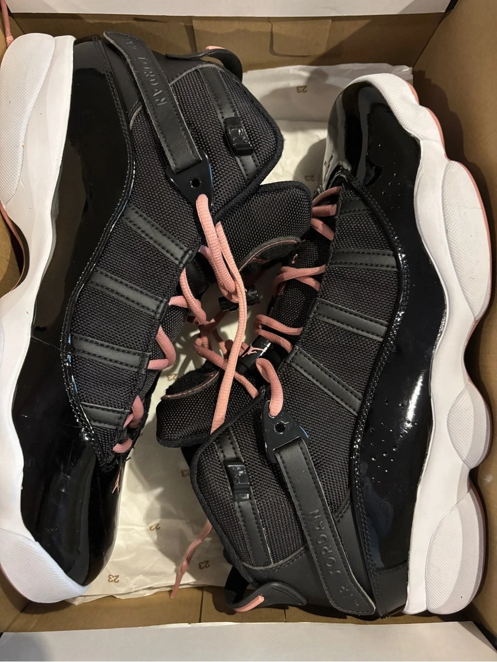Jordan Women’s Black Sneakers with Pink Laces